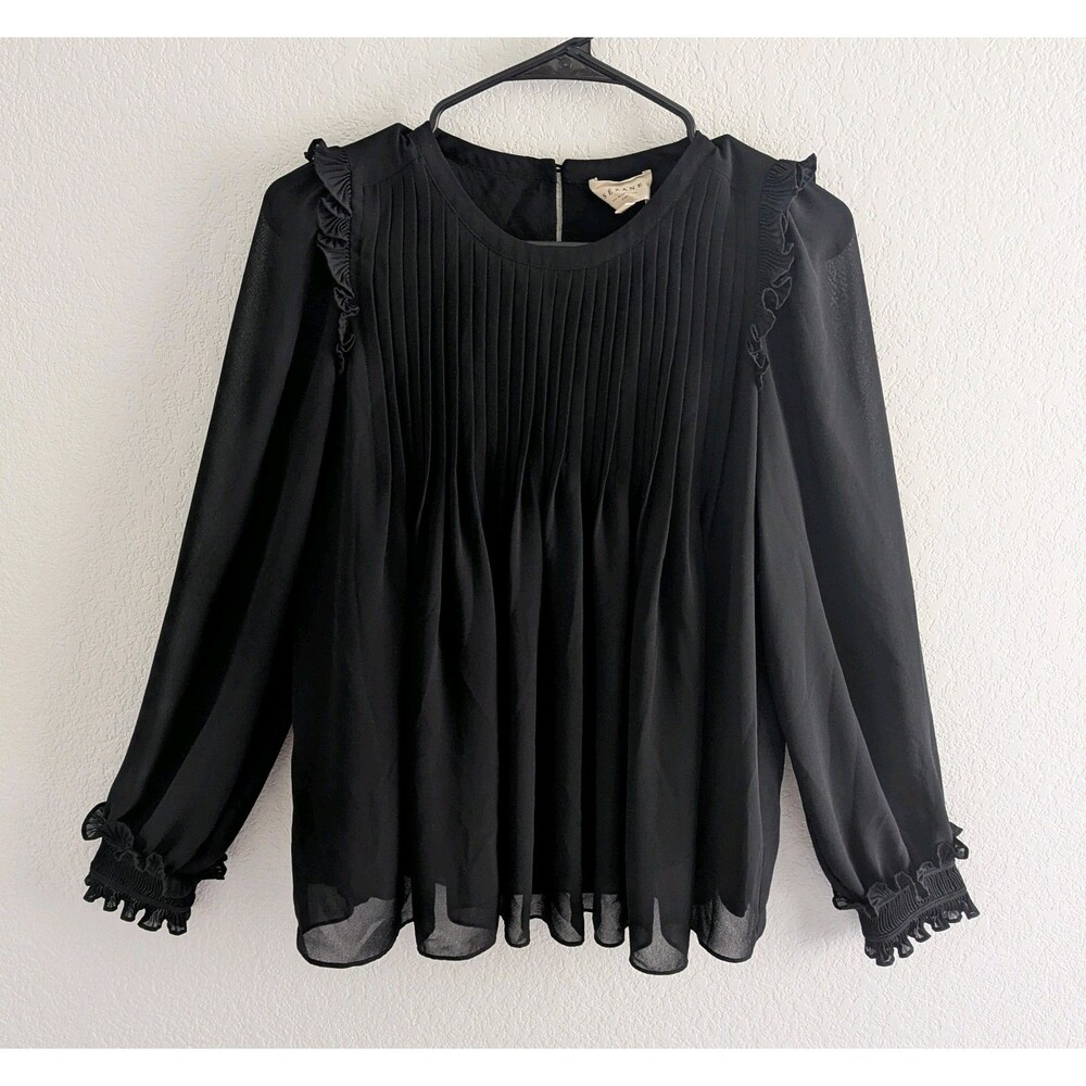 Sezane Black Pleated Blouse